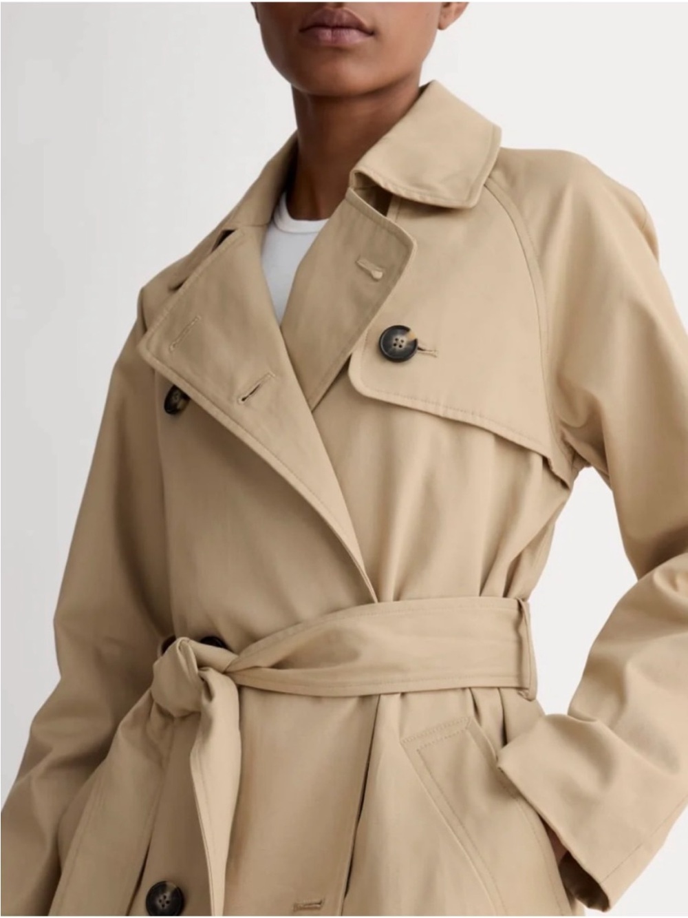 Everlane Double-Breasted Long Trench Coat Camel Tan Size Medium NWOT - Picture 7 of 11